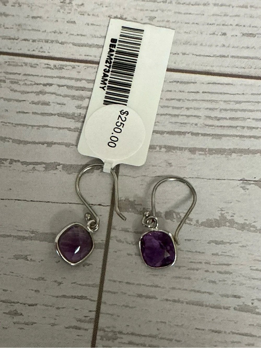 NWT Sterling Silver Amethyst Drop Earrings - 2 CTW